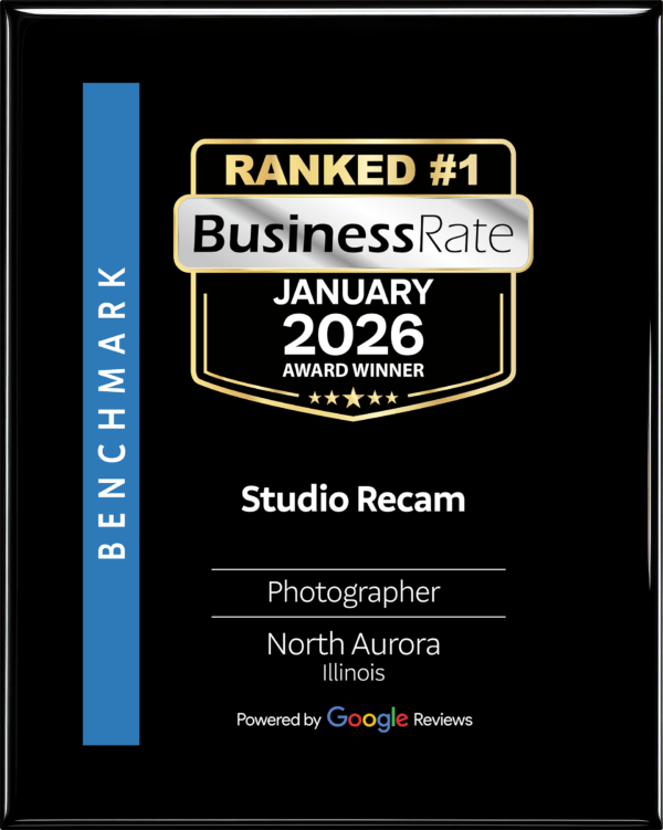 Placa Ranked #1 BusinessRate, enero 2026, Studio Recam, fotógrafo en North Aurora, Illinois